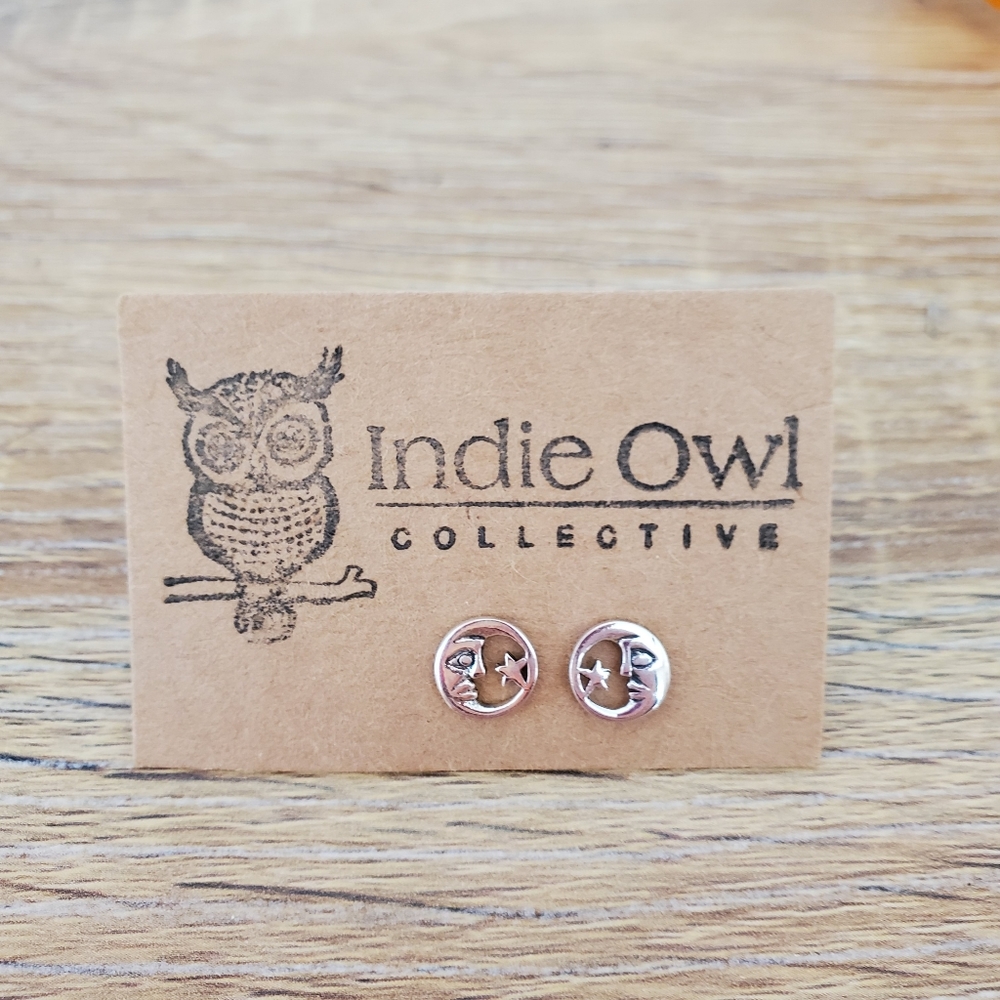 Sterling Silver Moon Earrings, moon Stud earrings